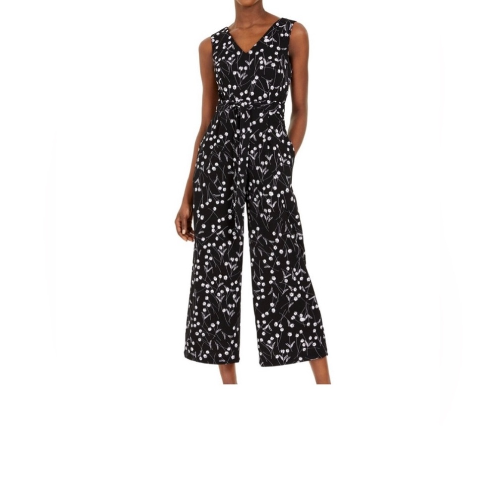 Black and White Floral Jumpsuit